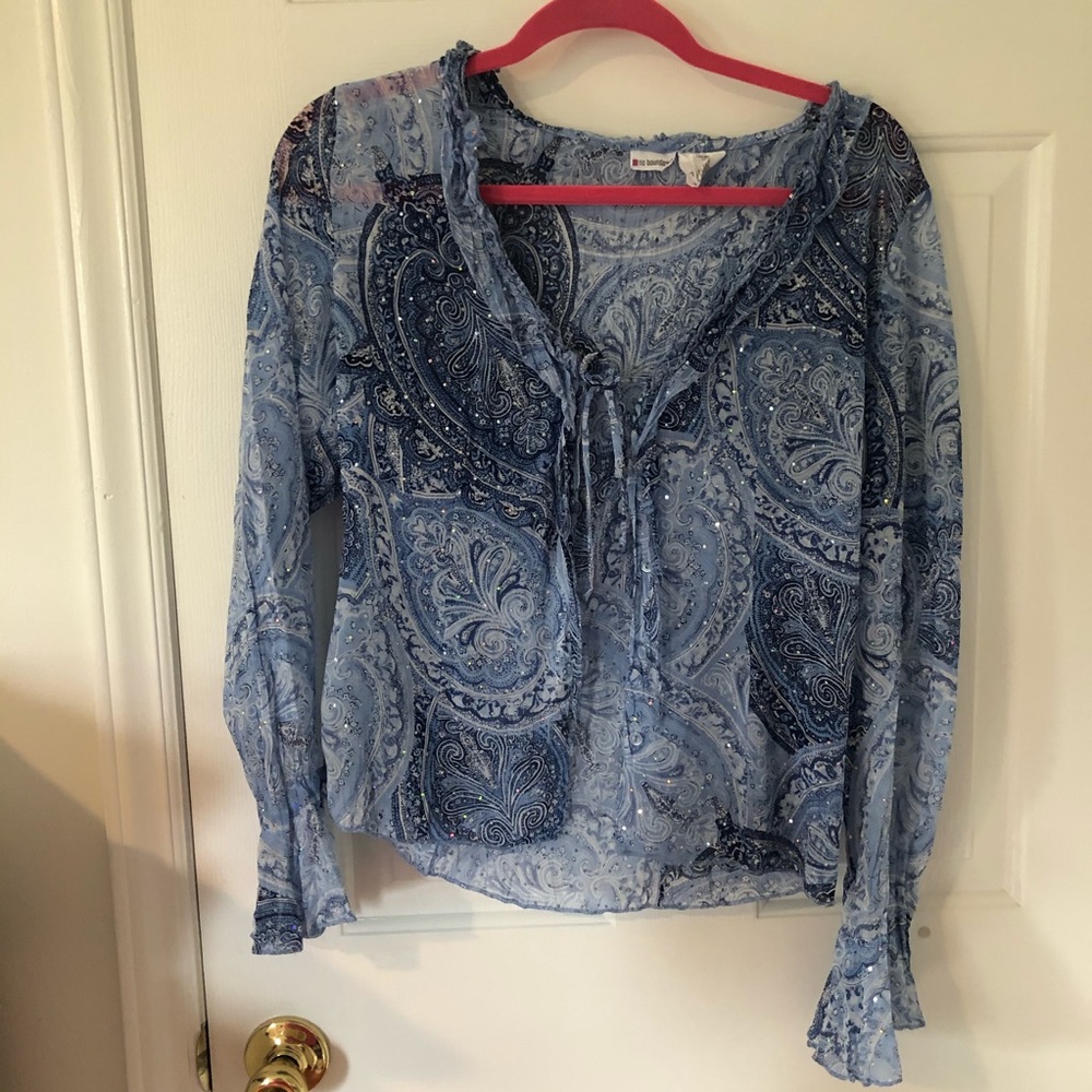 Sheer tie front top